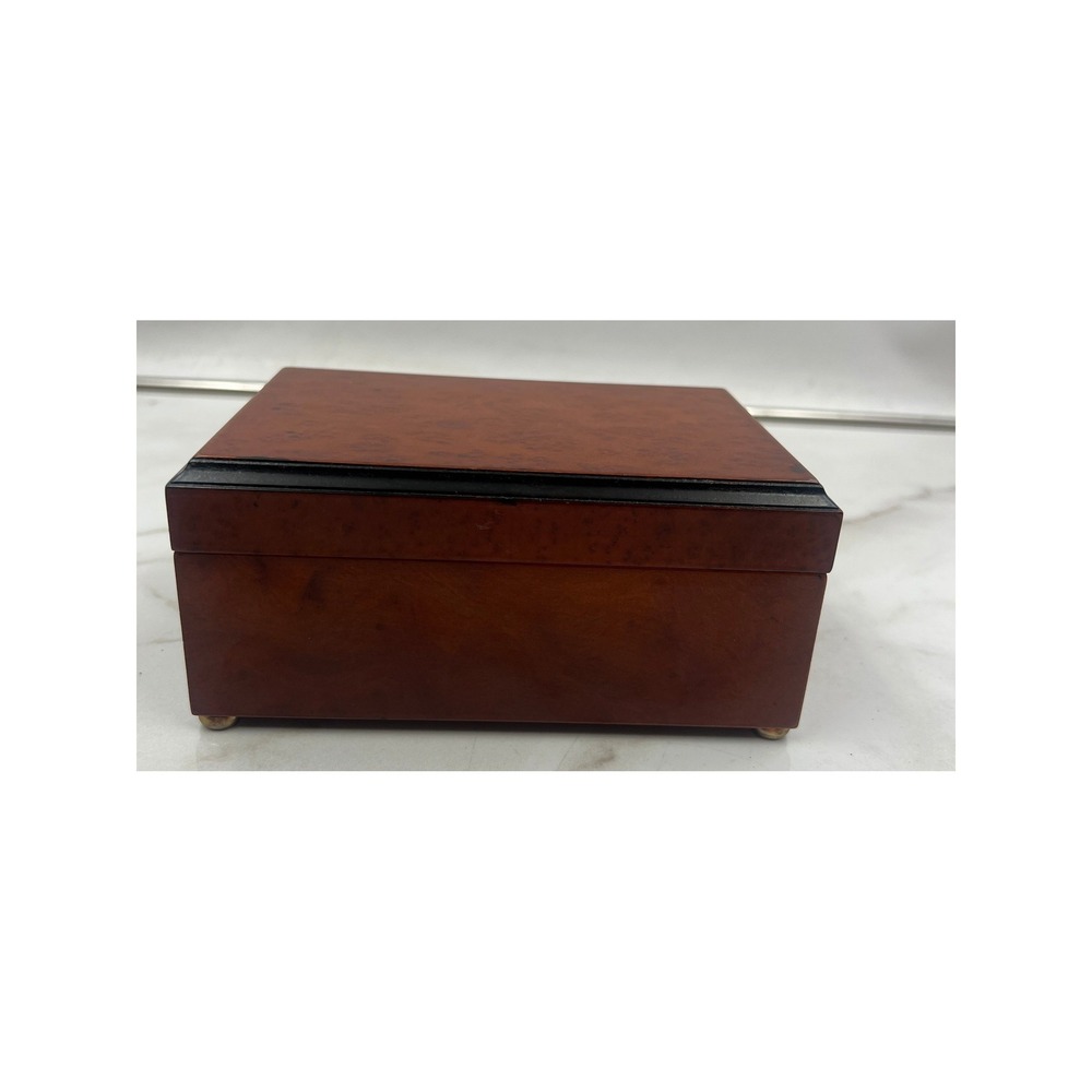 VTG Bombay Company Burl Wood Music Box Jewelry Keepsake Box 26-083